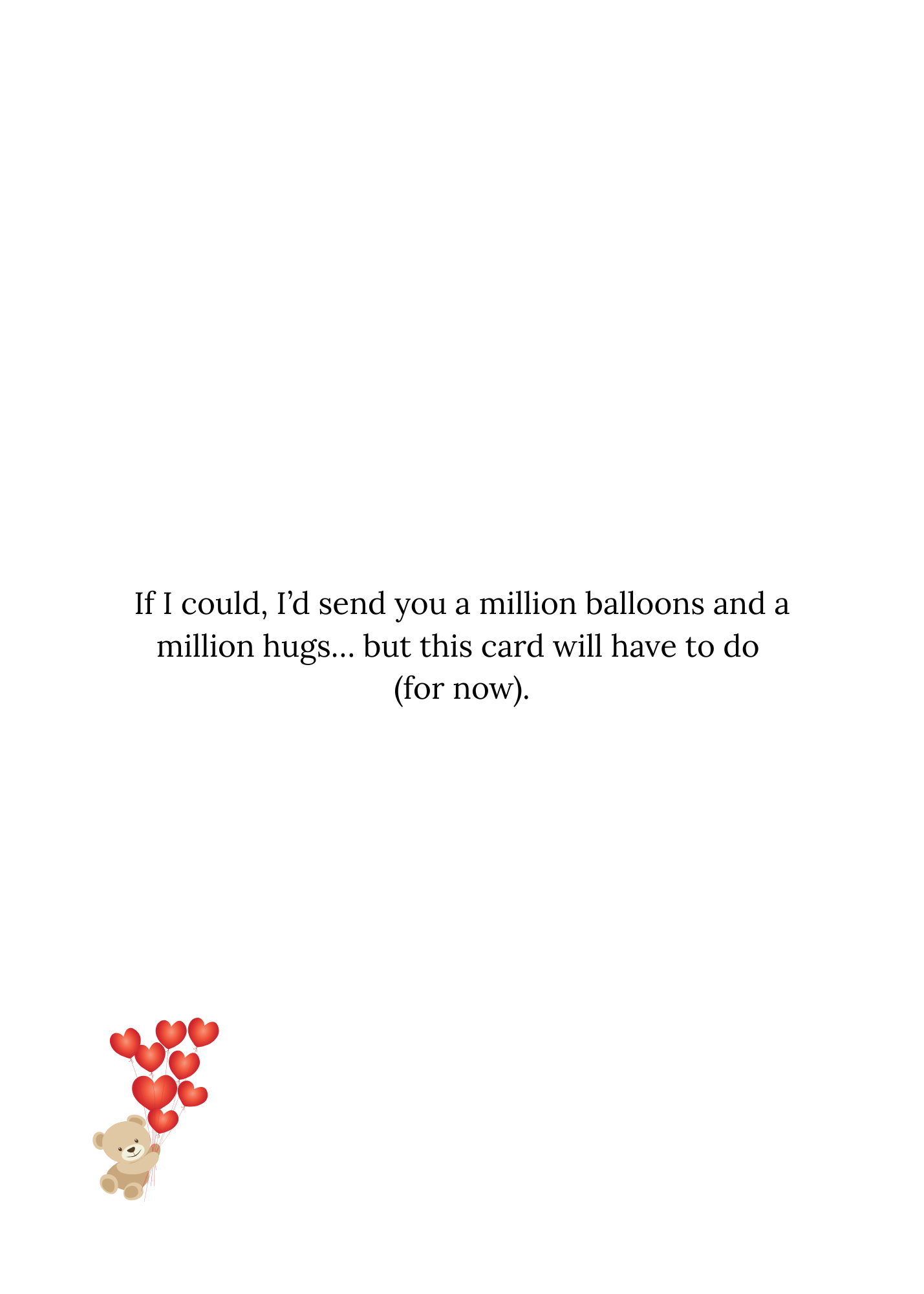 Just for You – Heart Balloon Bear Greeting Card