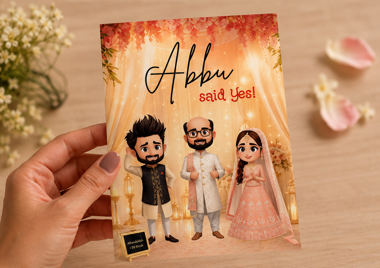 Abbu Said Yes! Engagement Greeting Card – Nikah & Wedding Celebration Card