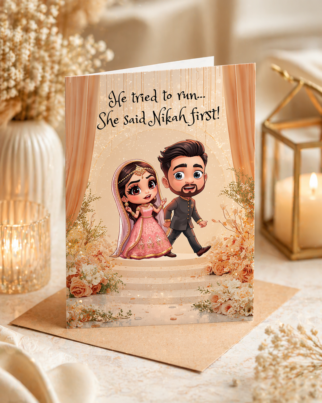 Funny Nikah Card | Nikah First Desi Wedding Greeting Card