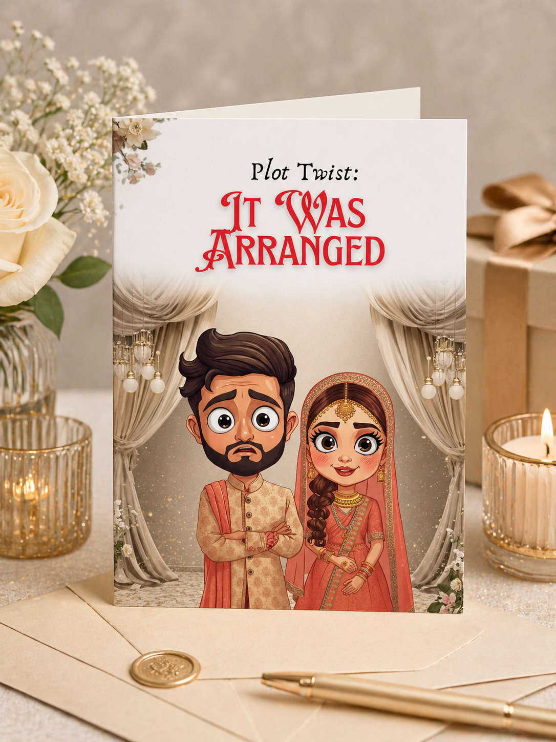 Funny Desi Wedding Card | Plot Twist: It Was Arranged