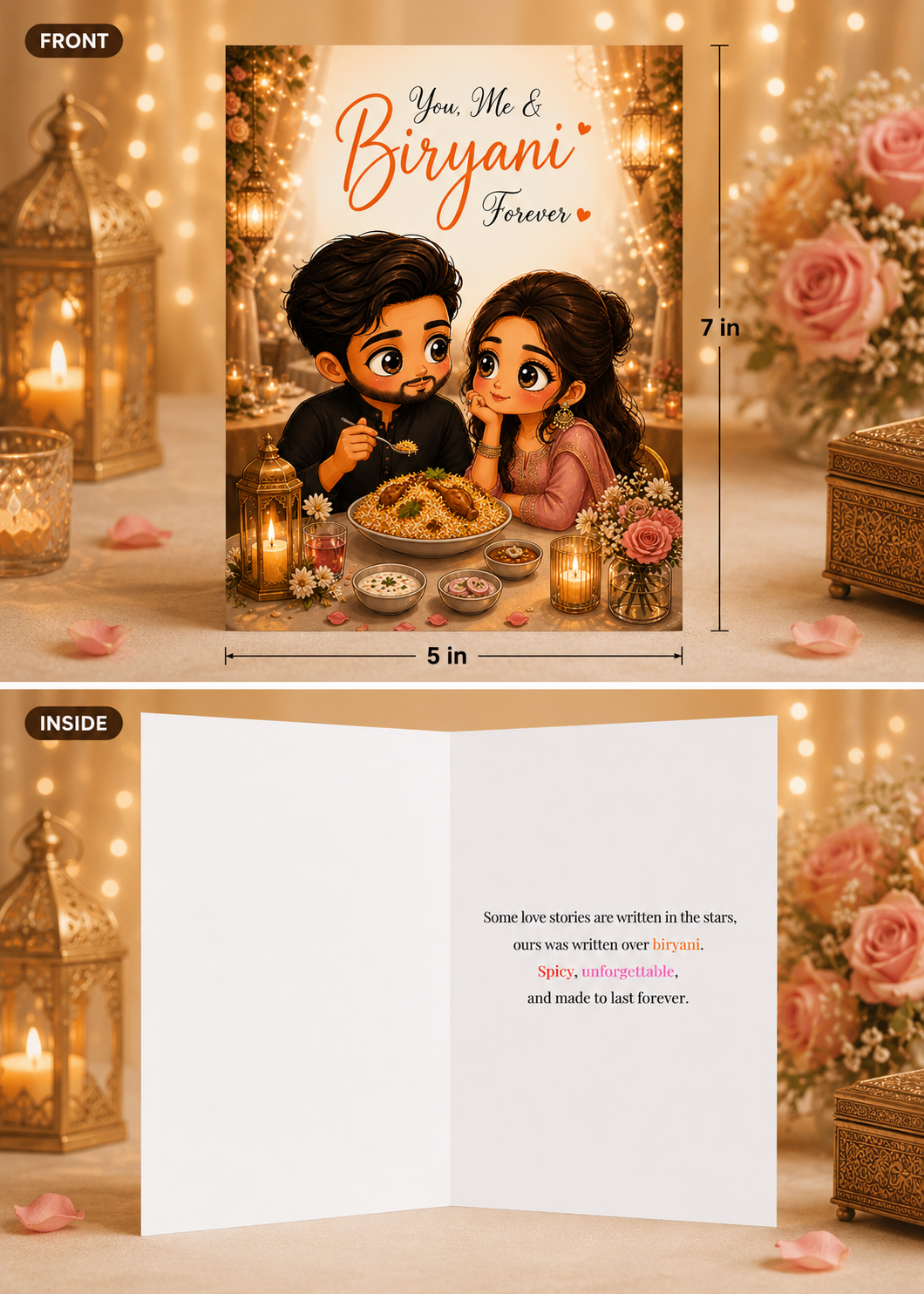 You, Me & Biryani Forever | Cute Desi Romantic Greeting Card