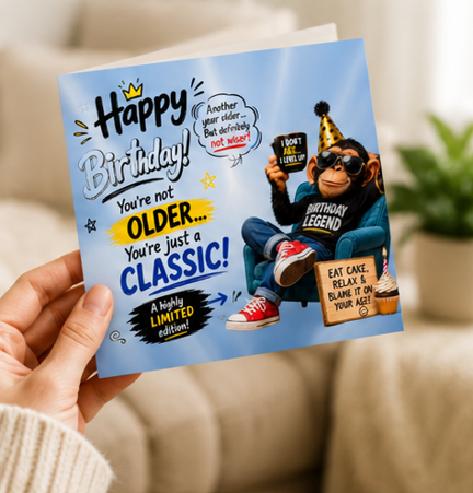 You're Not Older, You're Just a Classic – Funny Monkey Birthday Card