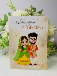 Wedding Congratulations Card | A Beautiful Beginning Desi Wedding Card