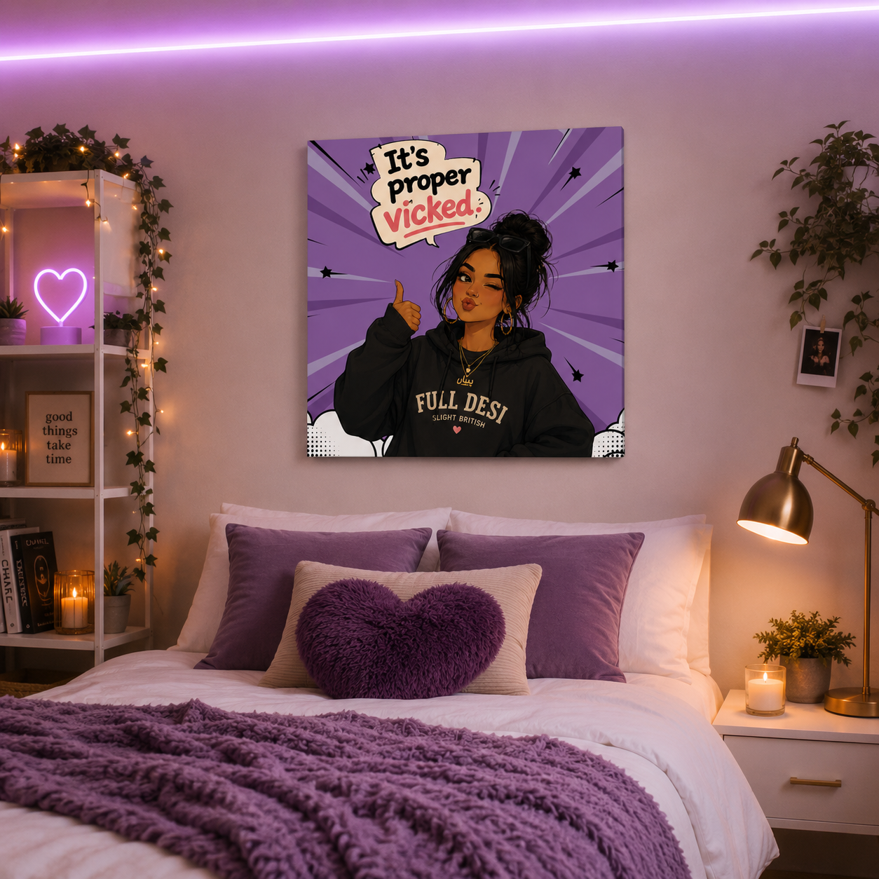 It’s Proper Vicked Purple Canvas Print – Funny Gen Z Pop Art Wall Art