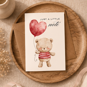 A Small Note with a Big Heart – Cute Bear Thinking of You Card