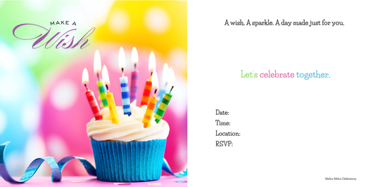 Rainbow Candle “Make a Wish” Birthday Invitation – Pack of 10