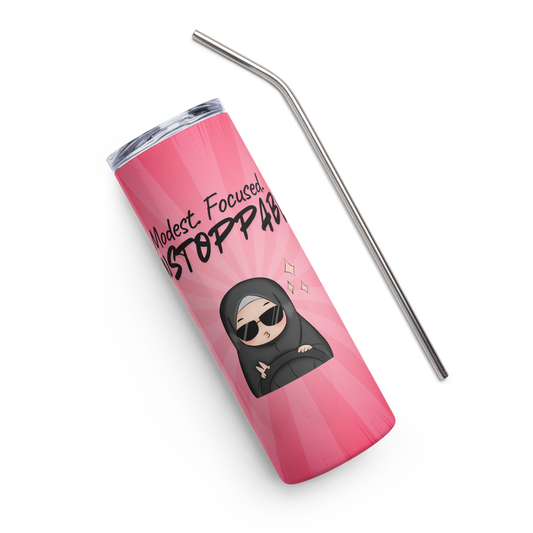 "Modest. Focused. Unstoppable." Hijabi Girl Stainless Steel Tumbler – 20oz