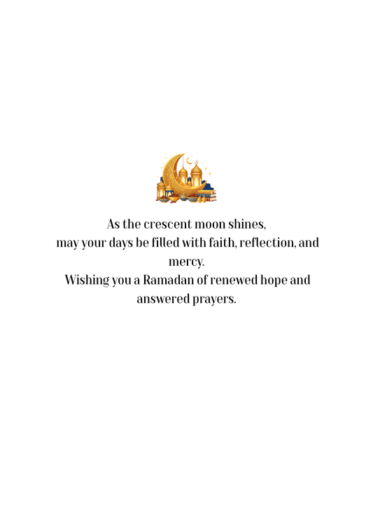 Elegant Ramadan Kareem Greeting Card with Gold Crescent Moon