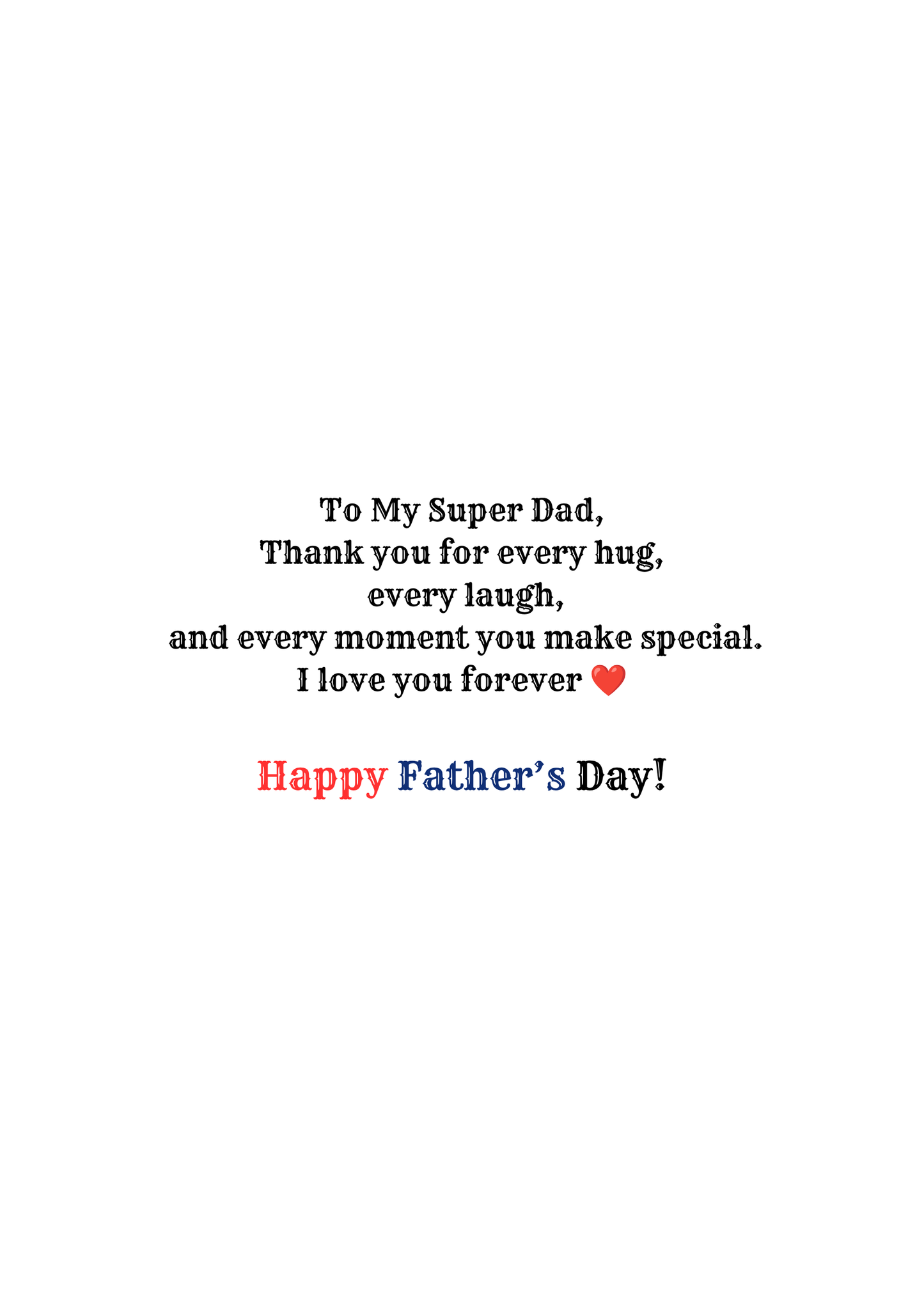 Super Dad Father’s Day Greeting Card – My Forever Hero Card