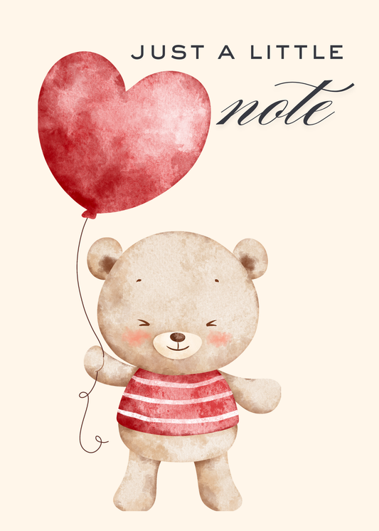 A Small Note with a Big Heart – Cute Bear Balloon Card