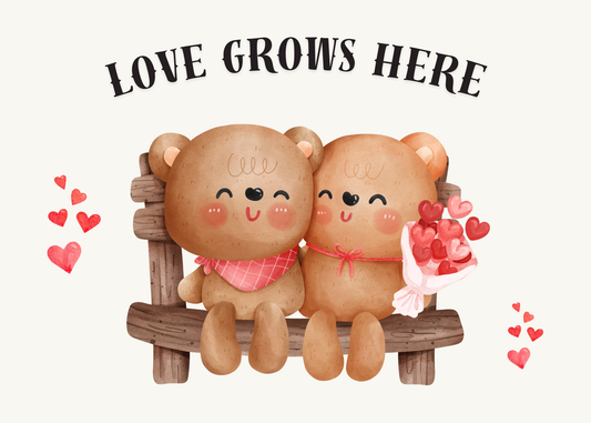 Love Grows Here – Cute Bear Couple Greeting Card