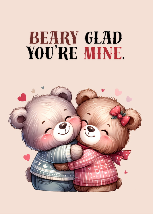 Beary Glad You’re Mine – Cute Bear Couple Card