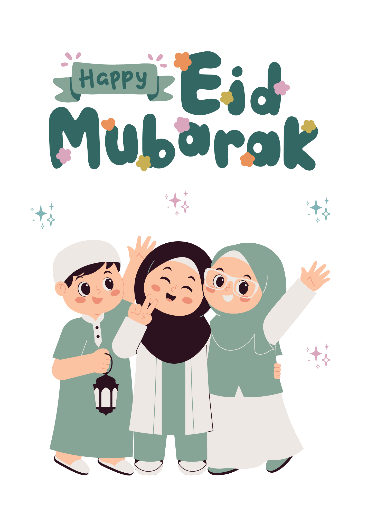 Happy Eid Mubarak Greeting Card – Cute Kids Edition
