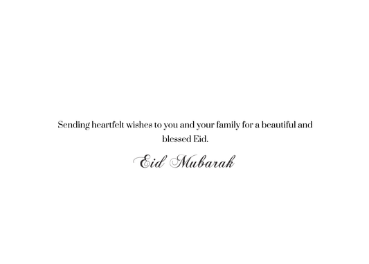 Eid Mubarak Greeting Card – Glitter Crescent Moon & Desert Mosque Scene