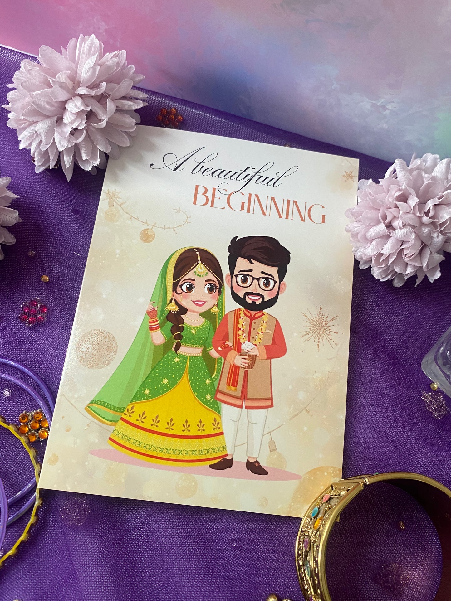 Wedding Congratulations Card | A Beautiful Beginning Desi Wedding Card