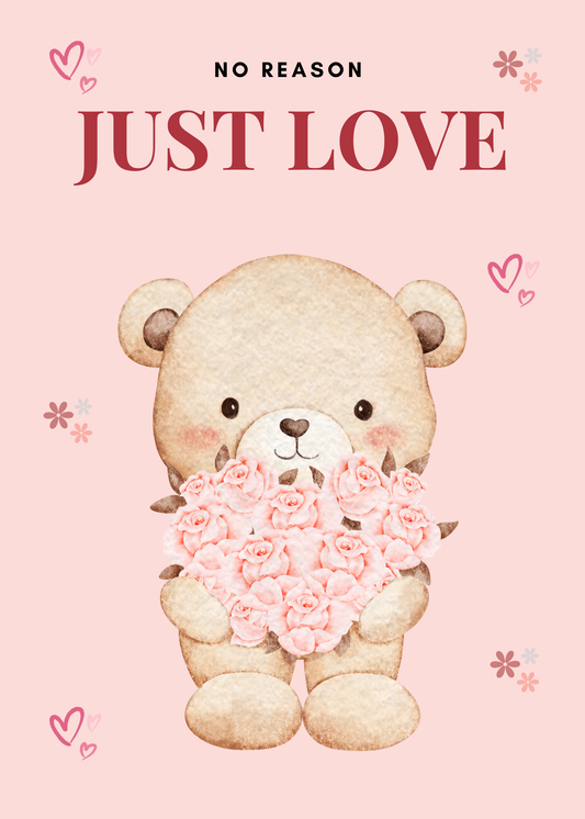 No Reason, Just Love – Watercolor Bear Greeting Card