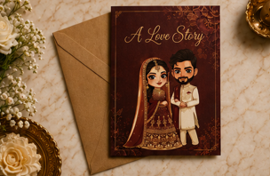 A Love Story – Desi Wedding Congratulations Card