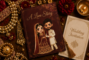 A Love Story – Desi Wedding Congratulations Card