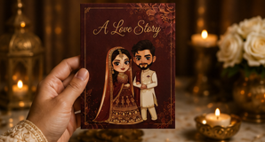 A Love Story – Desi Wedding Congratulations Card