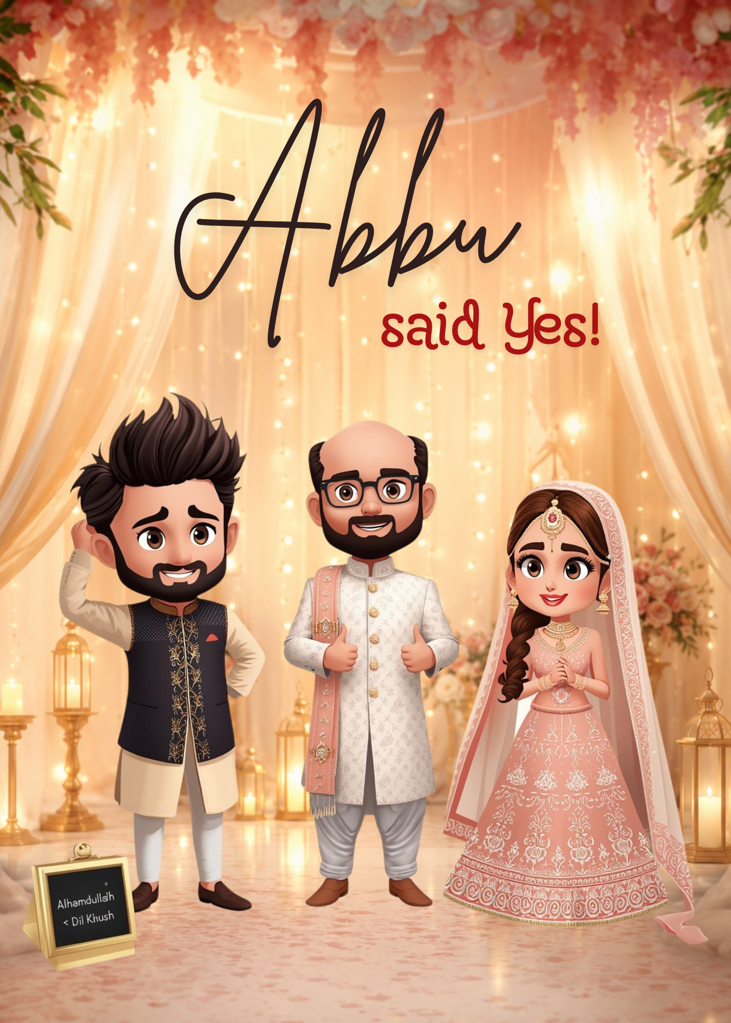 Abbu Said Yes! Engagement Greeting Card – Nikah & Wedding Celebration Card