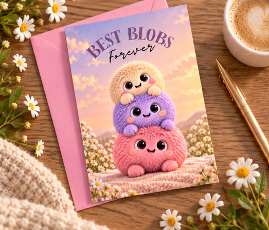Best Blobs Forever – Cute Best Friend Greeting Card