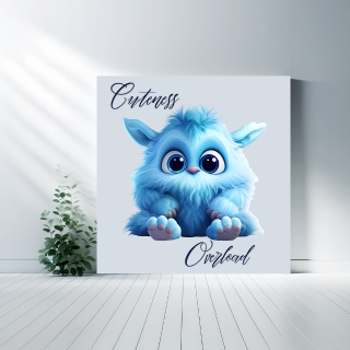 Adorable Blue Fluffy Monster Canvas – Cuteness Overload Wall Art (10x10")