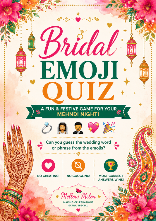 Bridal Emoji Quiz | Mehndi Night Printable Game | Instant Download