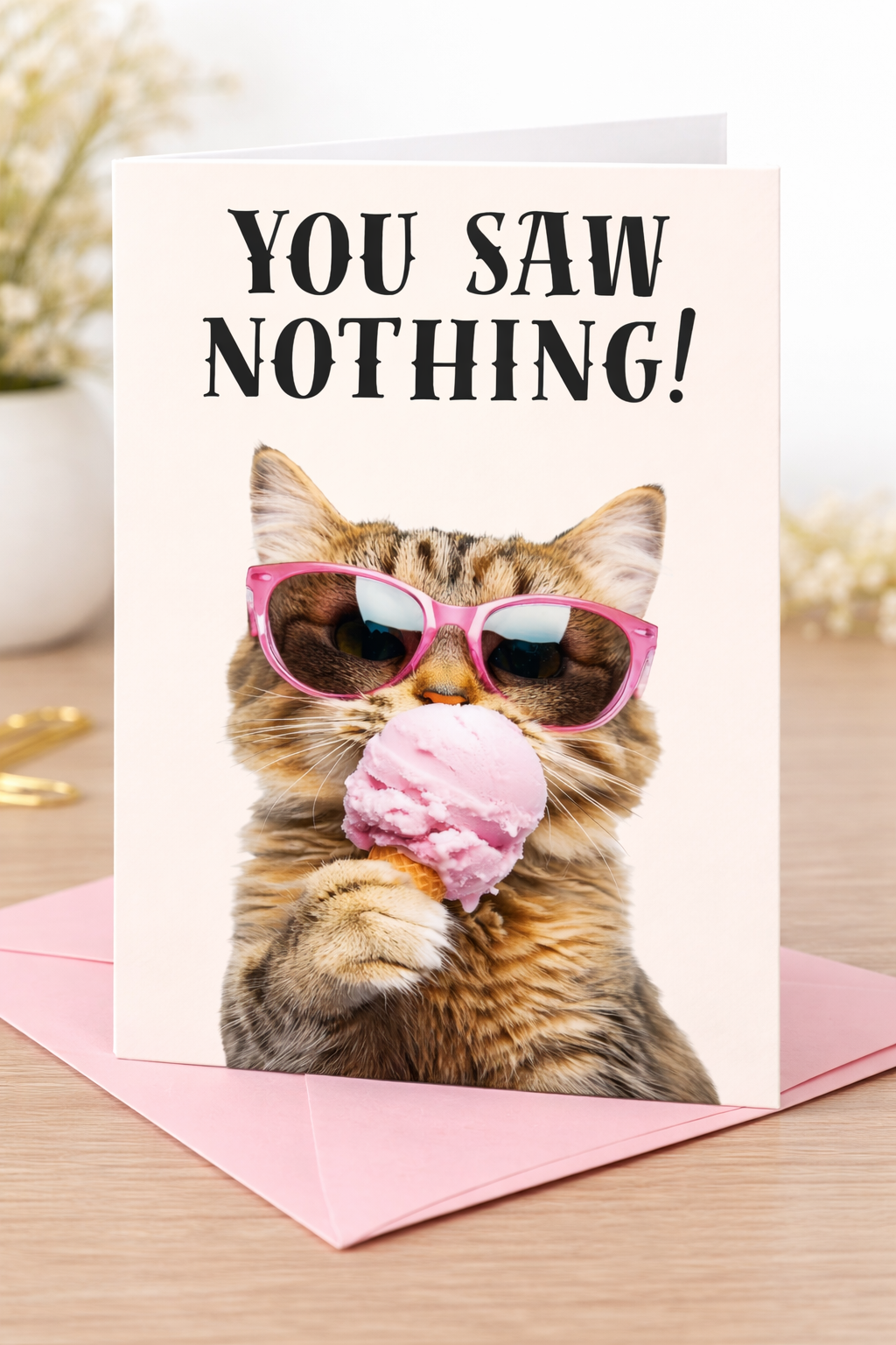 You Saw Nothing! Funny Cat Greeting Card
