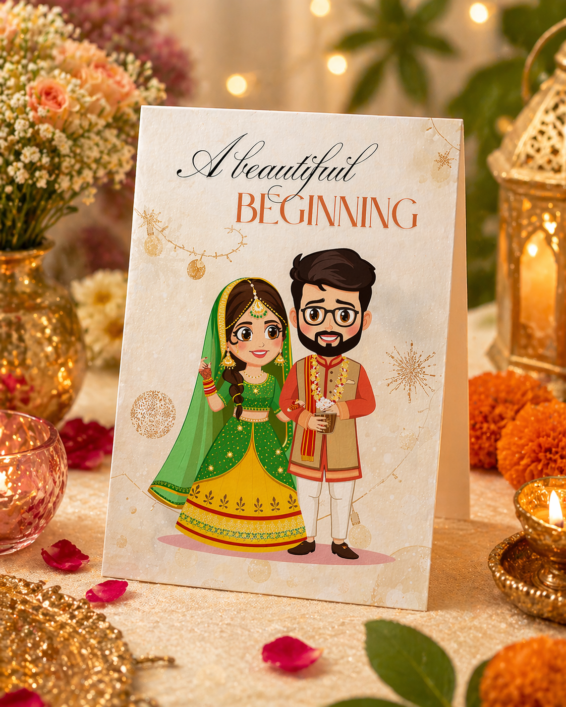 Wedding Congratulations Card | A Beautiful Beginning Desi Wedding Card