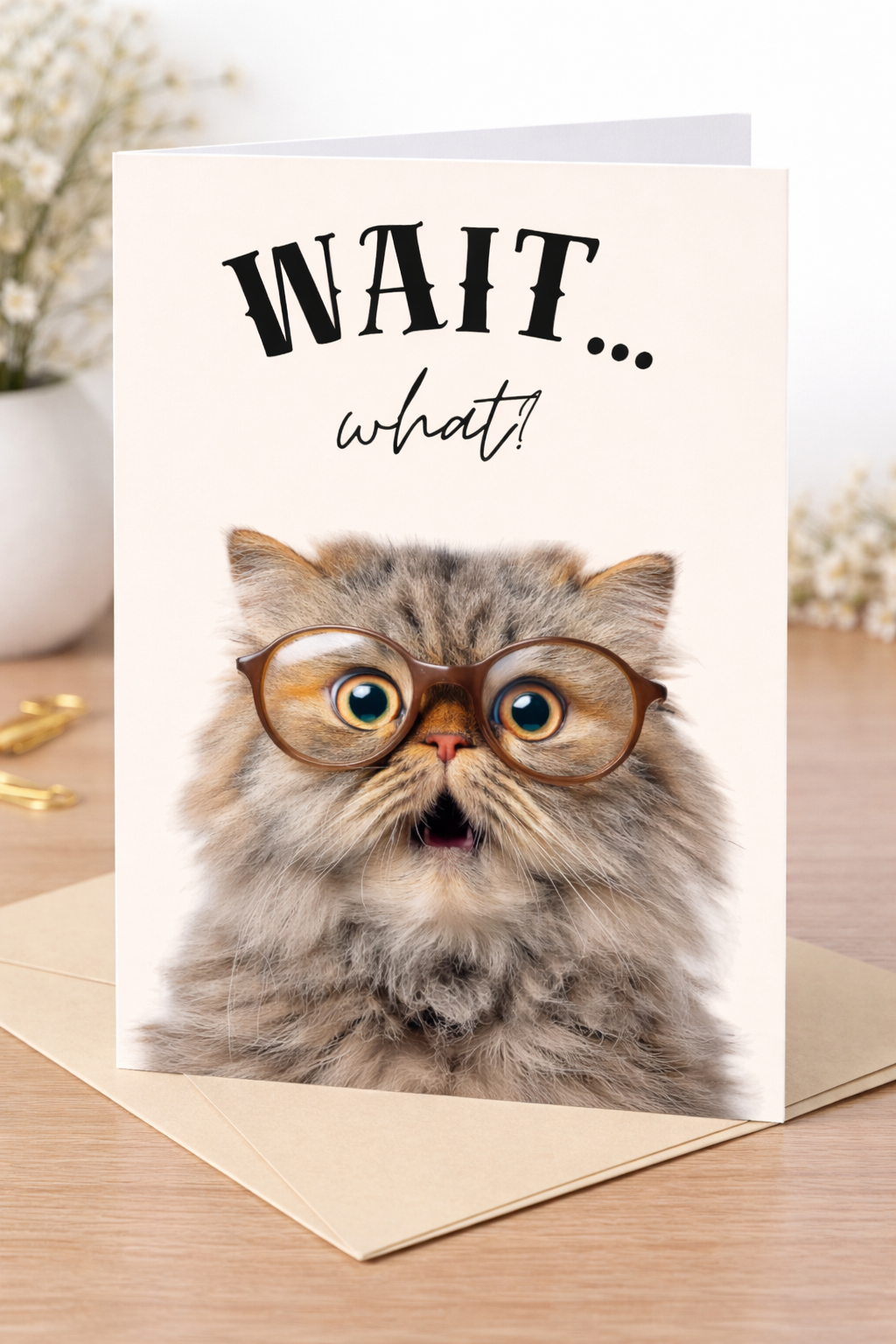 Wait… What?! Funny Cat Greeting Card