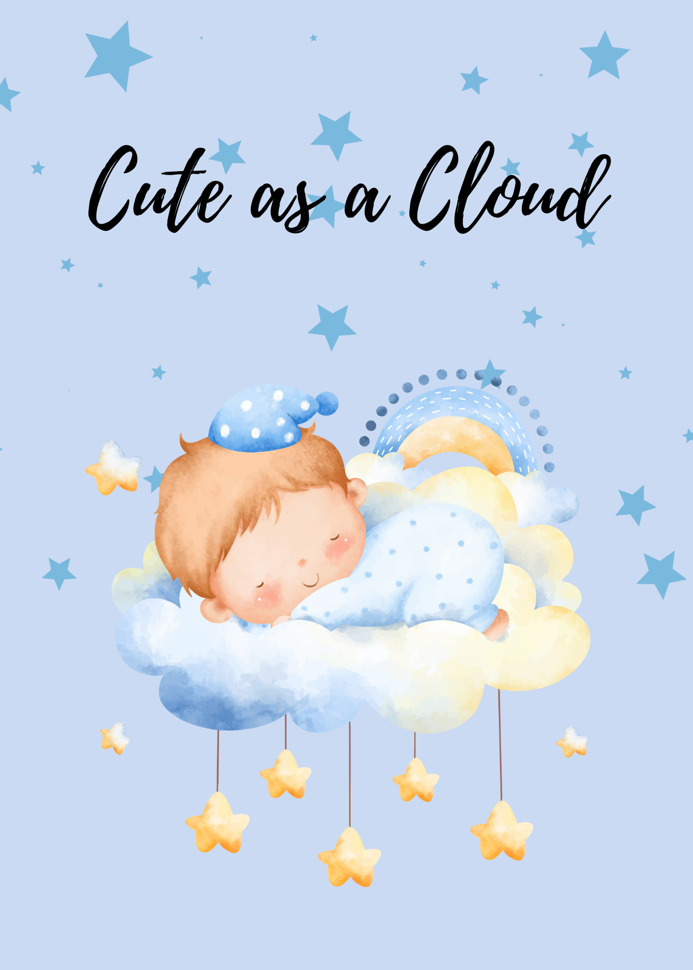 Cute as a Cloud – New Baby Boy Greeting Card