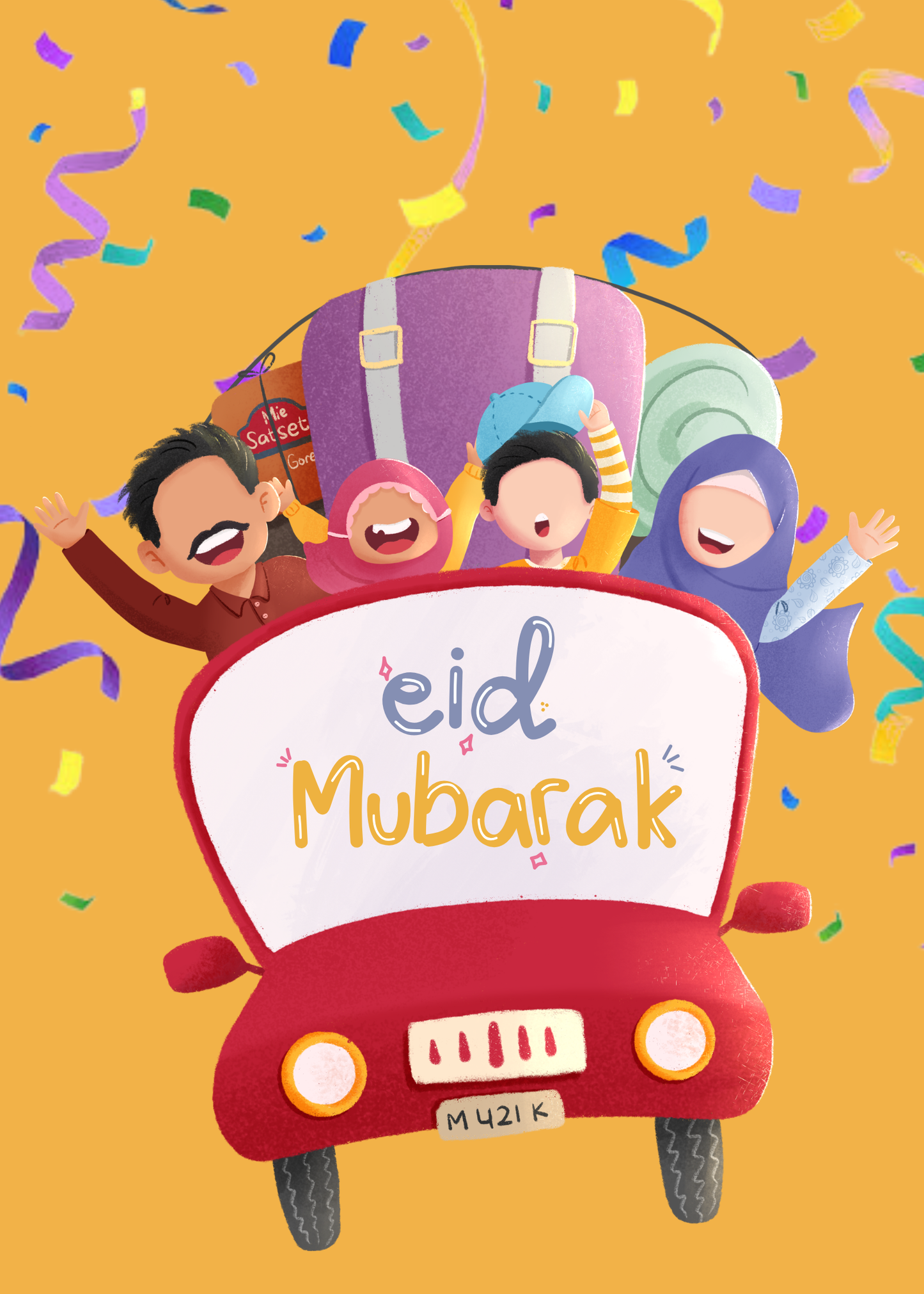 Eid Mubarak Family Greeting Card | Festive Islamic Eid Card