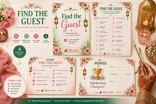 Find the Guest | Mehndi Night Printable Icebreaker Game | Instant Download