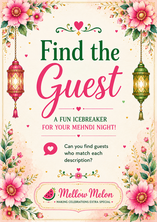 Find the Guest | Mehndi Night Printable Icebreaker Game | Instant Download