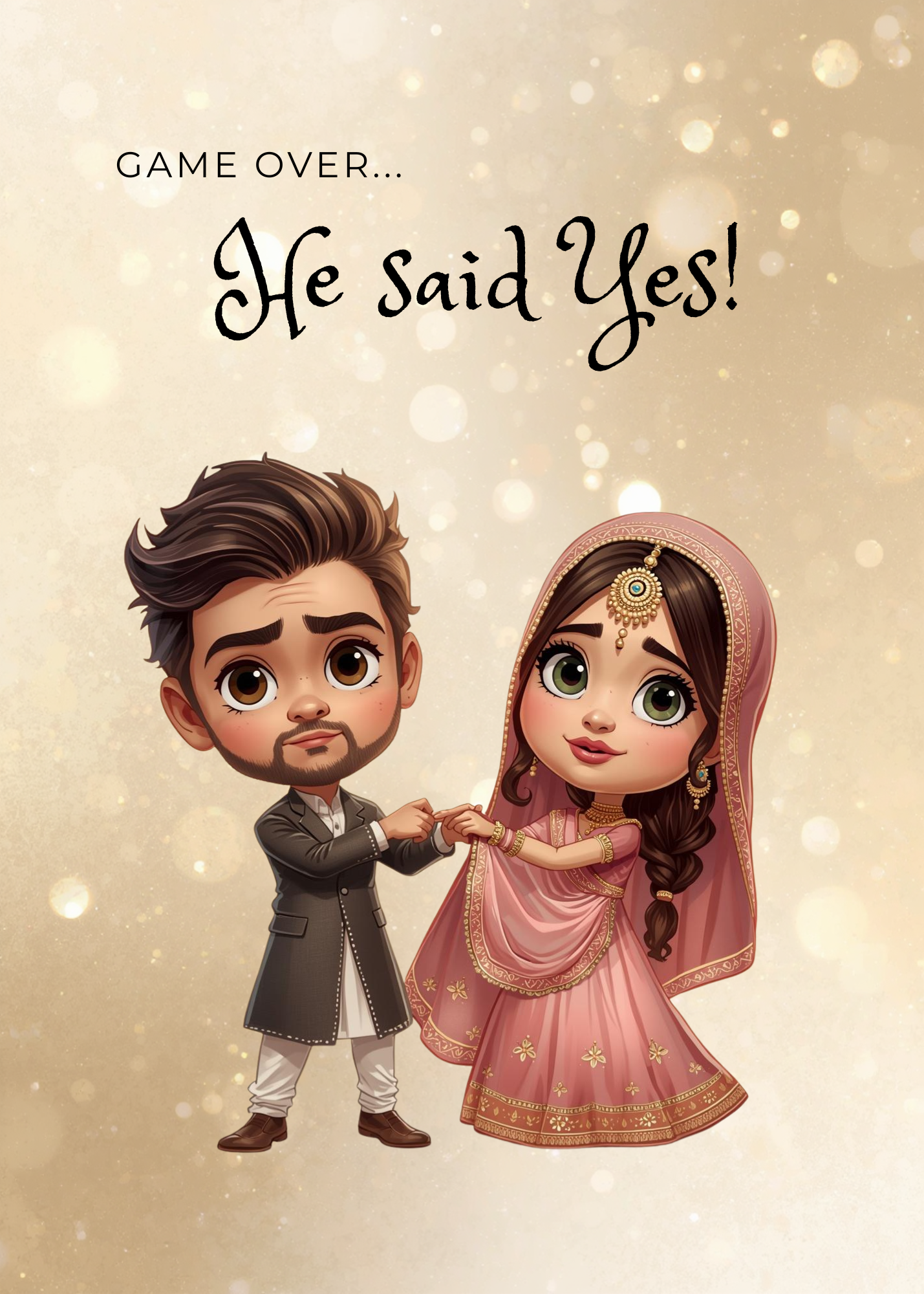 Funny Desi Engagement Card | He Said Yes
