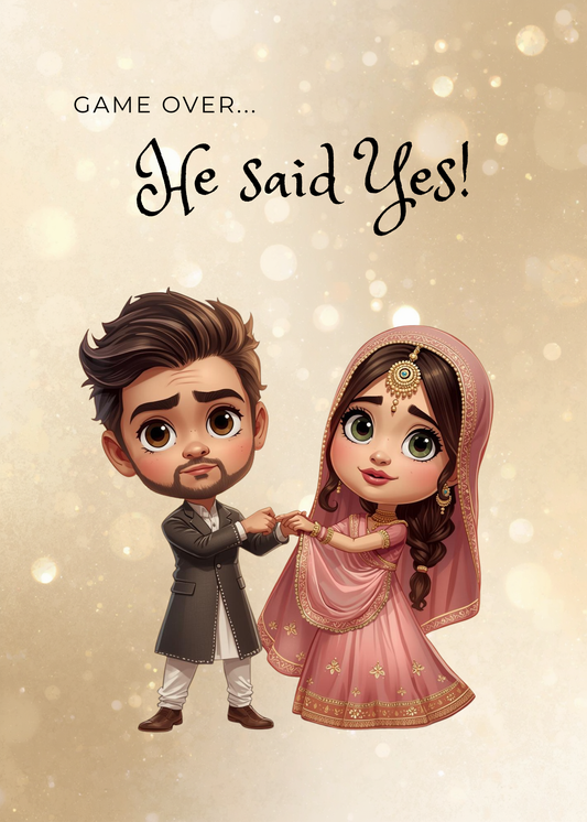 Funny Desi Engagement Card | He Said Yes