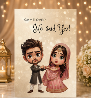 He Said Yes – Funny Desi Engagement Card