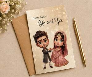 He Said Yes – Funny Desi Engagement Card