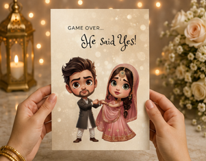 He Said Yes – Funny Desi Engagement Card