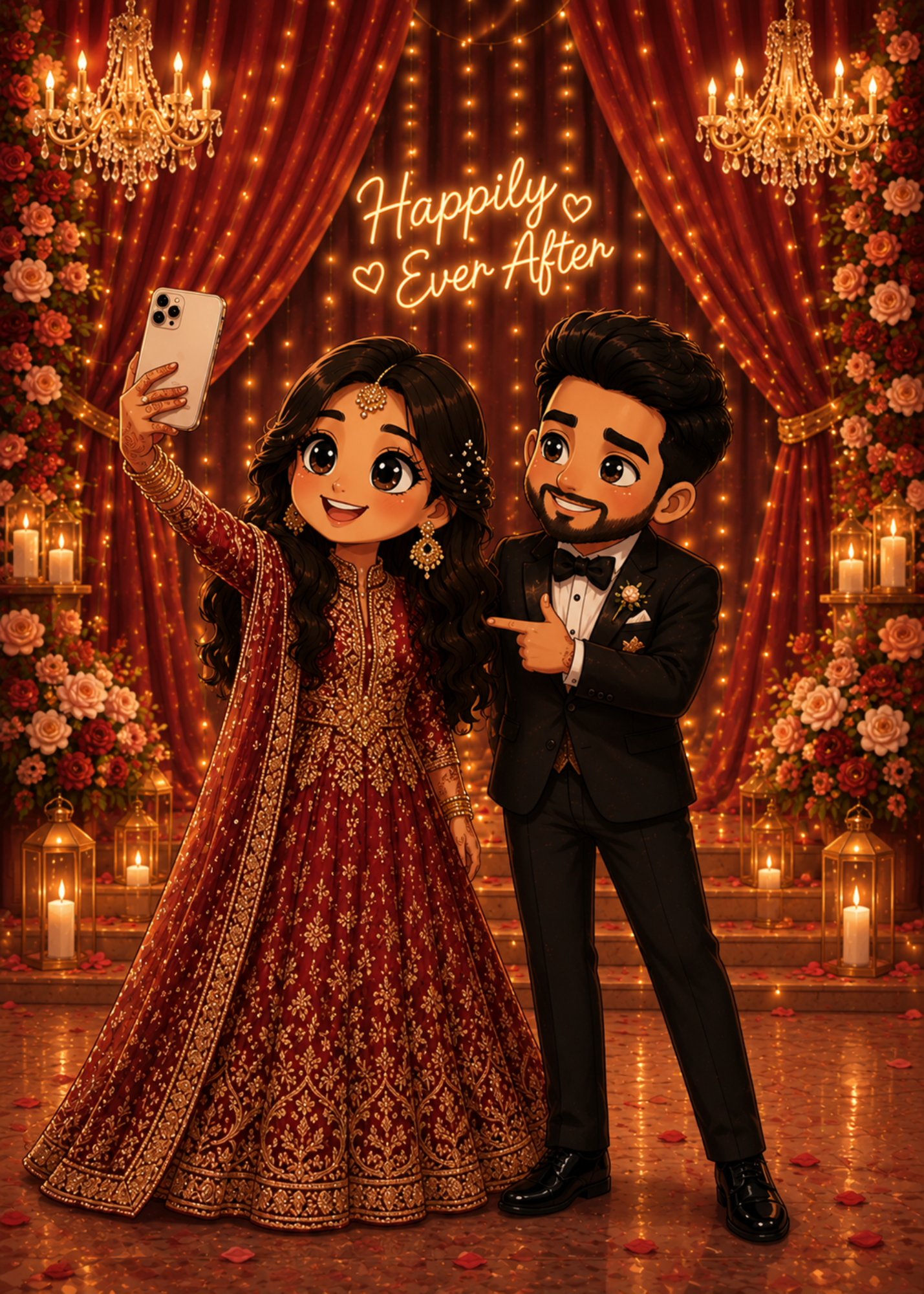 Happily Ever After – Modern South Asian Wedding Greeting Card