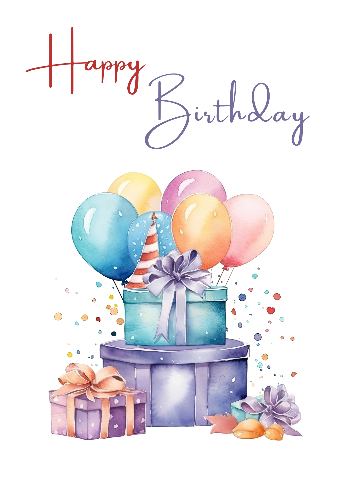 Happy Birthday Balloon Gift Card – Elegant 5x7 Birthday Greeting Card