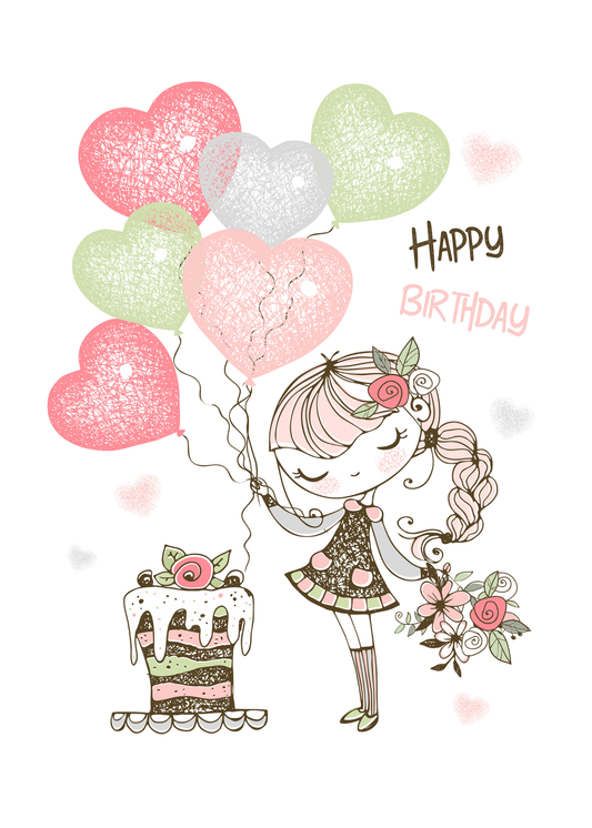 Happy Birthday Girl Greeting Card | Cute Birthday Card