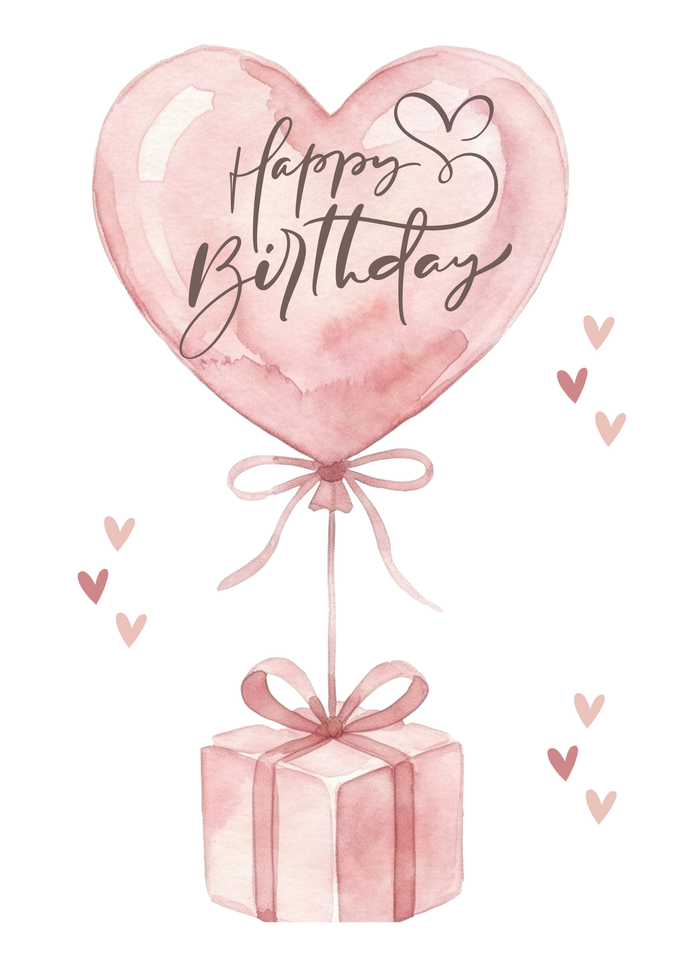Happy Birthday Heart Balloon Greeting Card | Cute Birthday Card