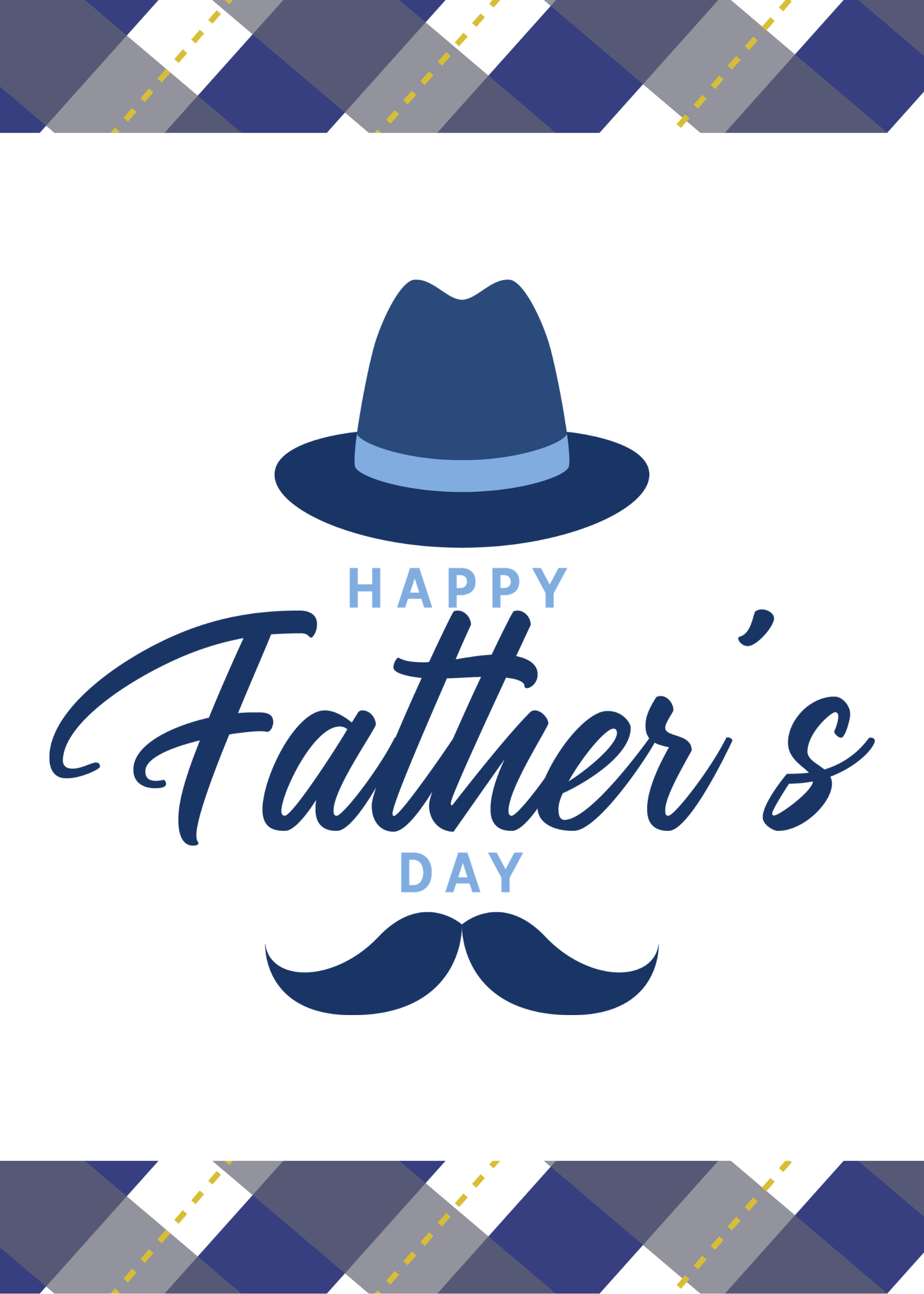 Minimalist Happy Father’s Day Greeting Card – Classic Hat & Mustache Design (5x7")