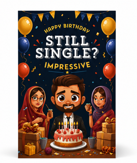 Happy Birthday, Still Single? Impressive – Funny Birthday Card