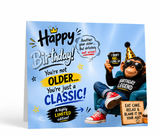 You're Not Older, You're Just a Classic – Funny Monkey Birthday Card