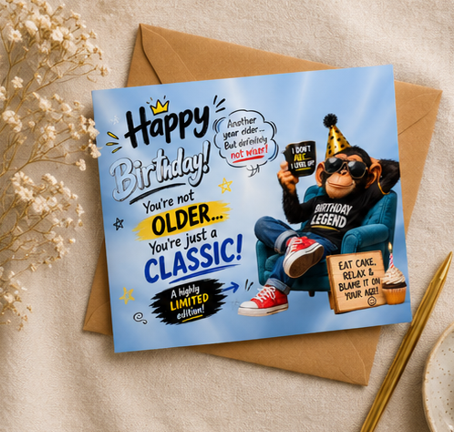 You're Not Older, You're Just a Classic – Funny Monkey Birthday Card