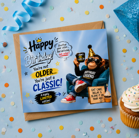 You're Not Older, You're Just a Classic – Funny Monkey Birthday Card