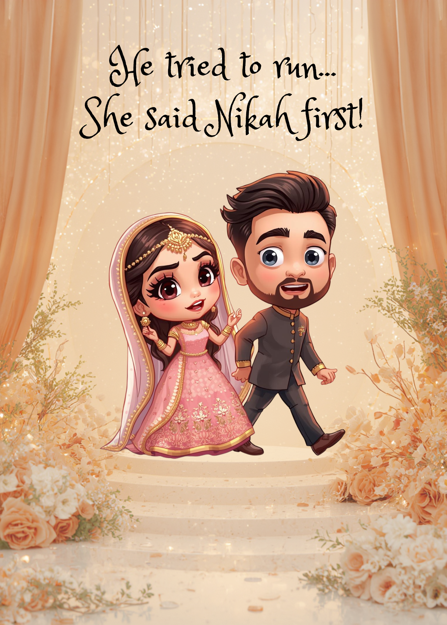 Funny Nikah Card | Nikah First Desi Wedding Greeting Card