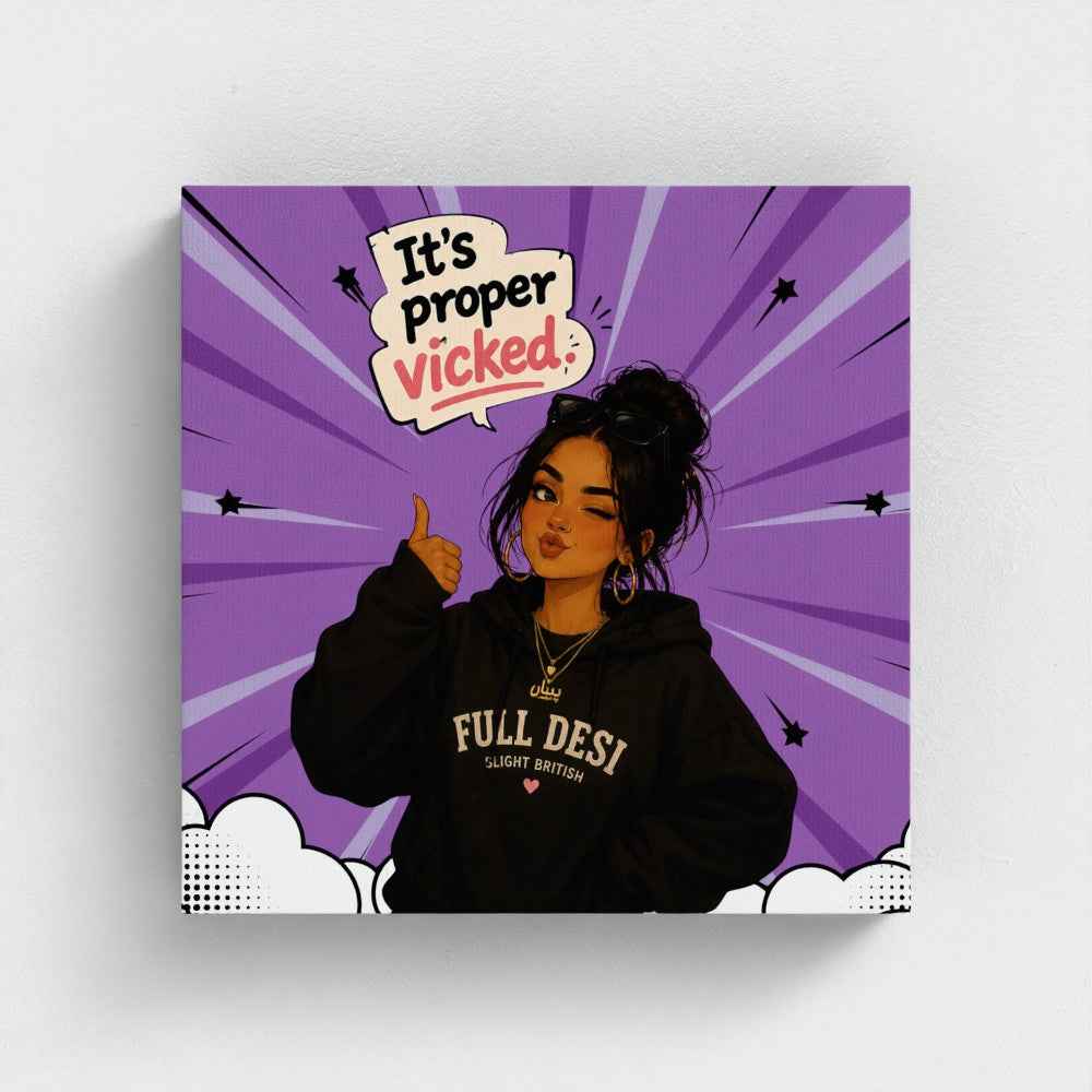 It’s Proper Vicked Purple Canvas Print – Funny Gen Z Pop Art Wall Art